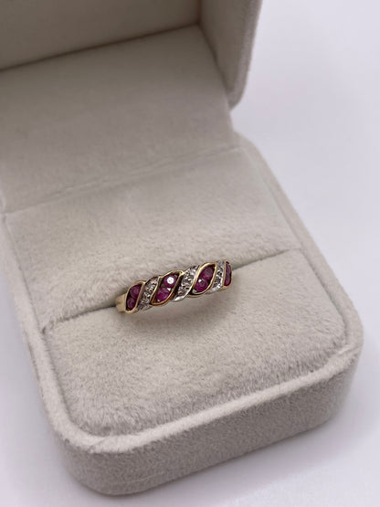 9ct gold ruby and diamond ring