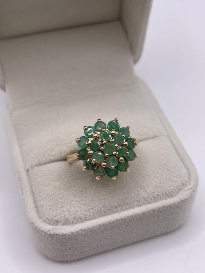 9ct gold emerald cluster ring