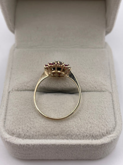 9ct gold black opal triplet and ruby ring