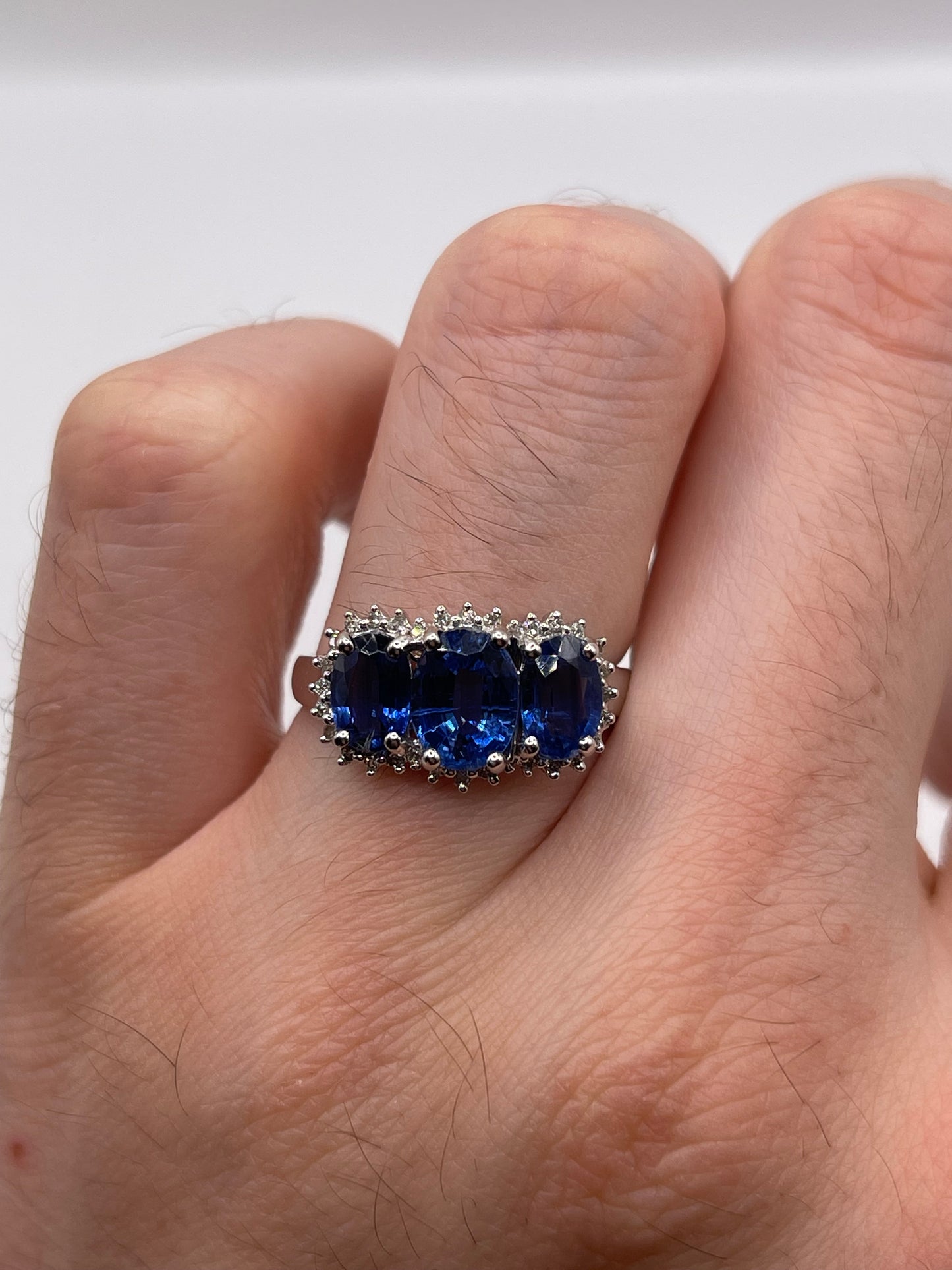 9ct white gold kyanite and diamond ring
