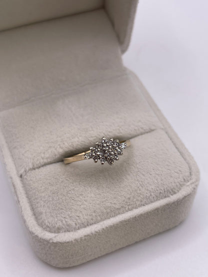 9ct gold diamond cluster ring
