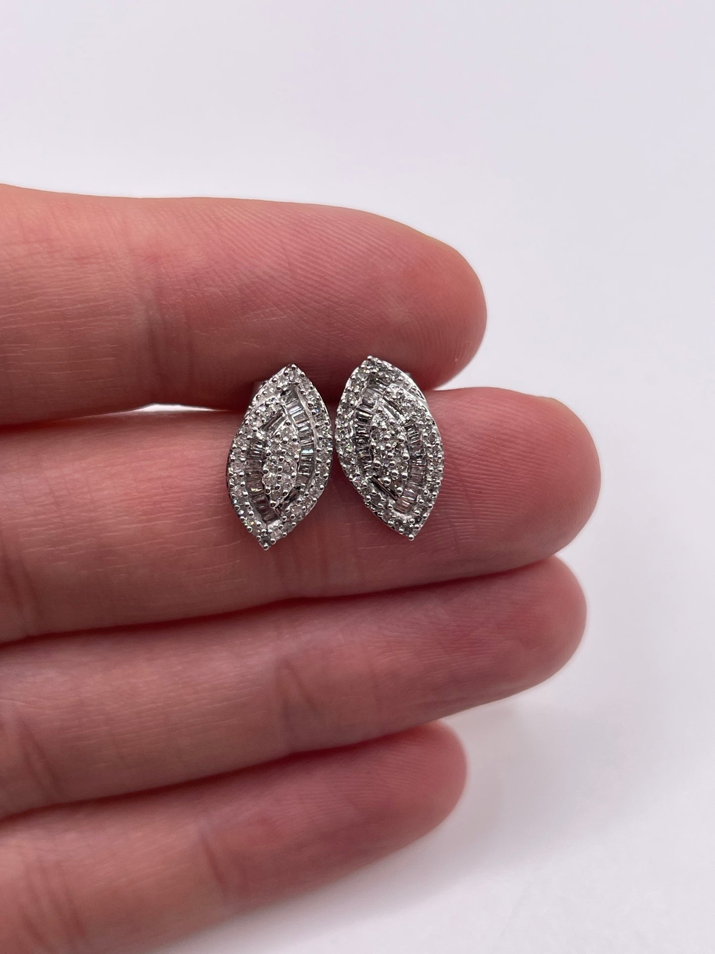 9ct white gold diamond cluster earrings