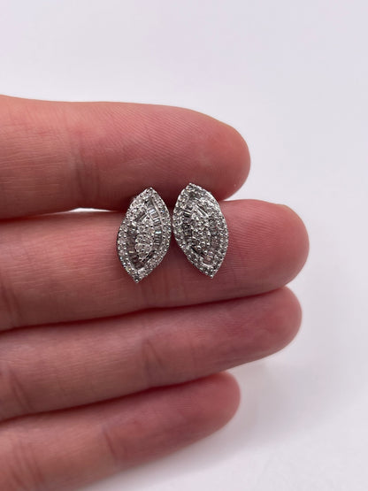 9ct white gold diamond cluster earrings