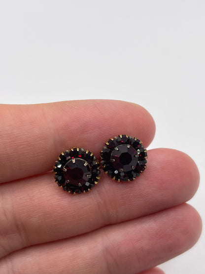 9ct gold garnet paste stud earrings