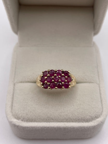 9ct gold ruby cluster ring
