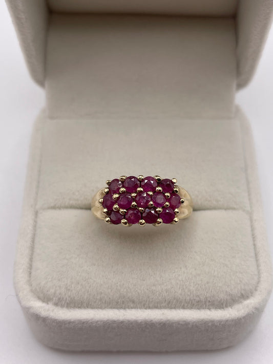 9ct gold ruby cluster ring