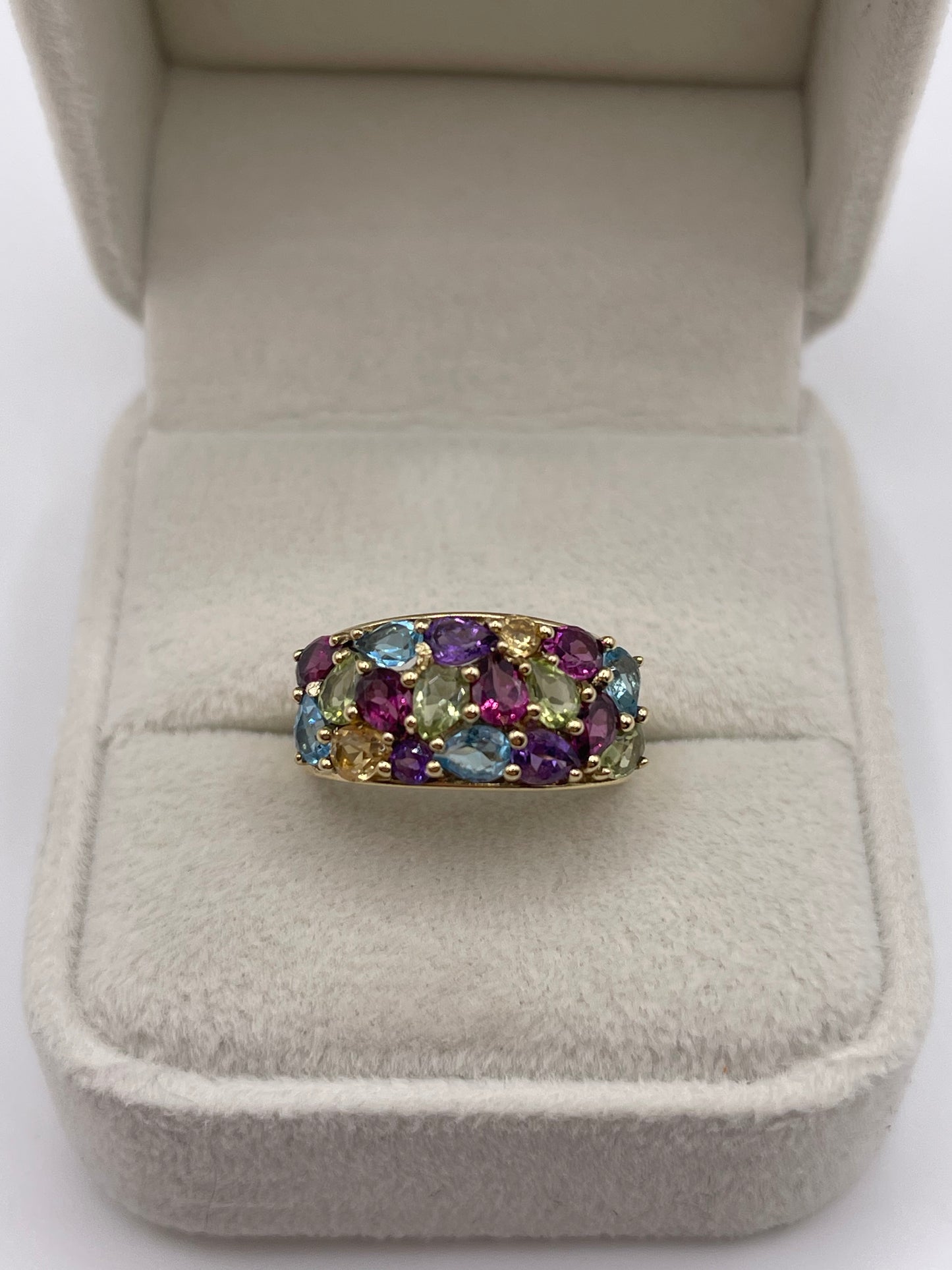 9ct gold multi gemstone cluster ring