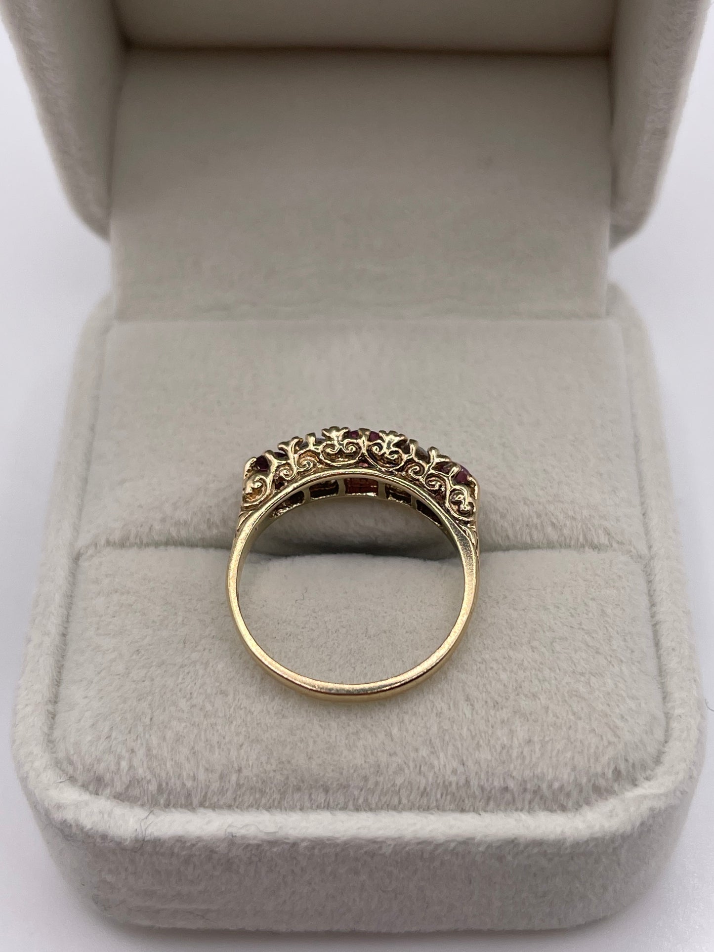 9ct gold ruby and cz ring