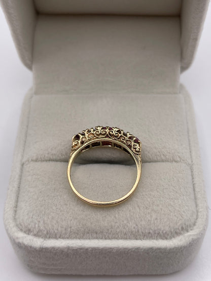 9ct gold ruby and cz ring