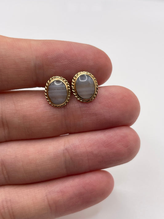 9ct gold agate earrings
