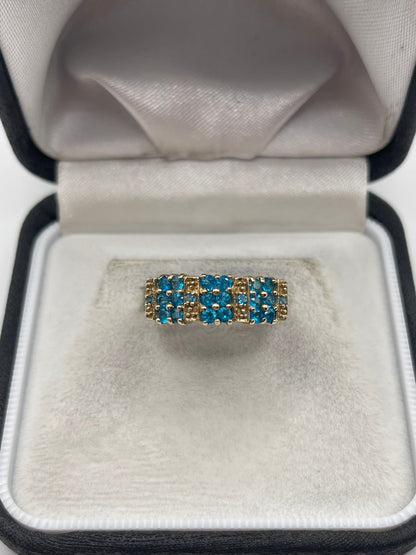 9ct gold blue apatite cluster ring
