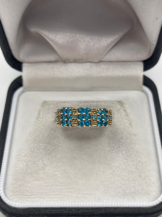 9ct gold blue apatite cluster ring