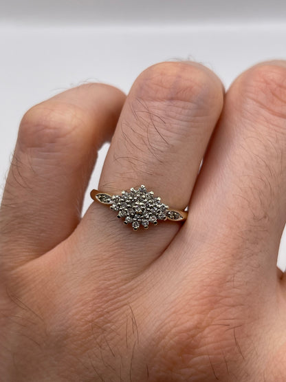 9ct gold diamond cluster ring
