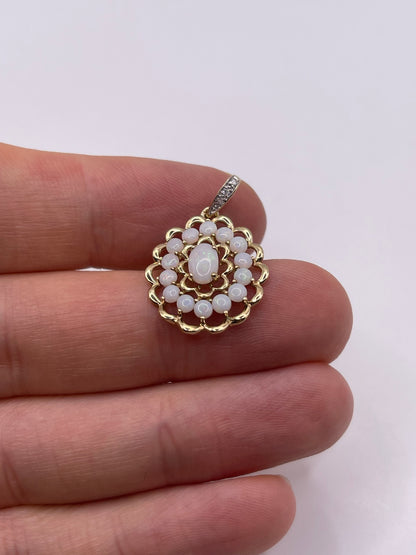 9ct gold opal and diamond pendant