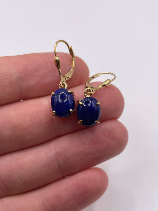 9ct gold lapis lazuli earrings