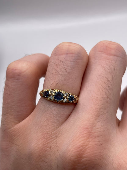 9ct gold sapphire and diamond ring