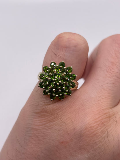 9ct gold diopside cluster ring