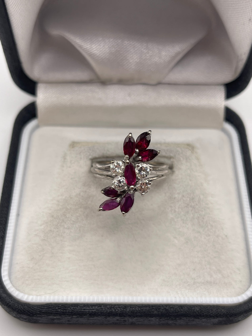 18ct white gold ruby and diamond ring