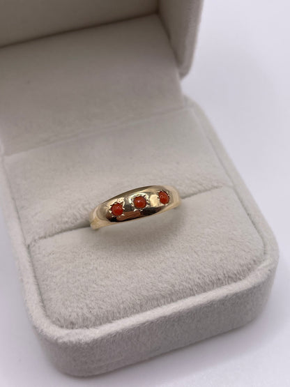 9ct gold coral gypsy ring