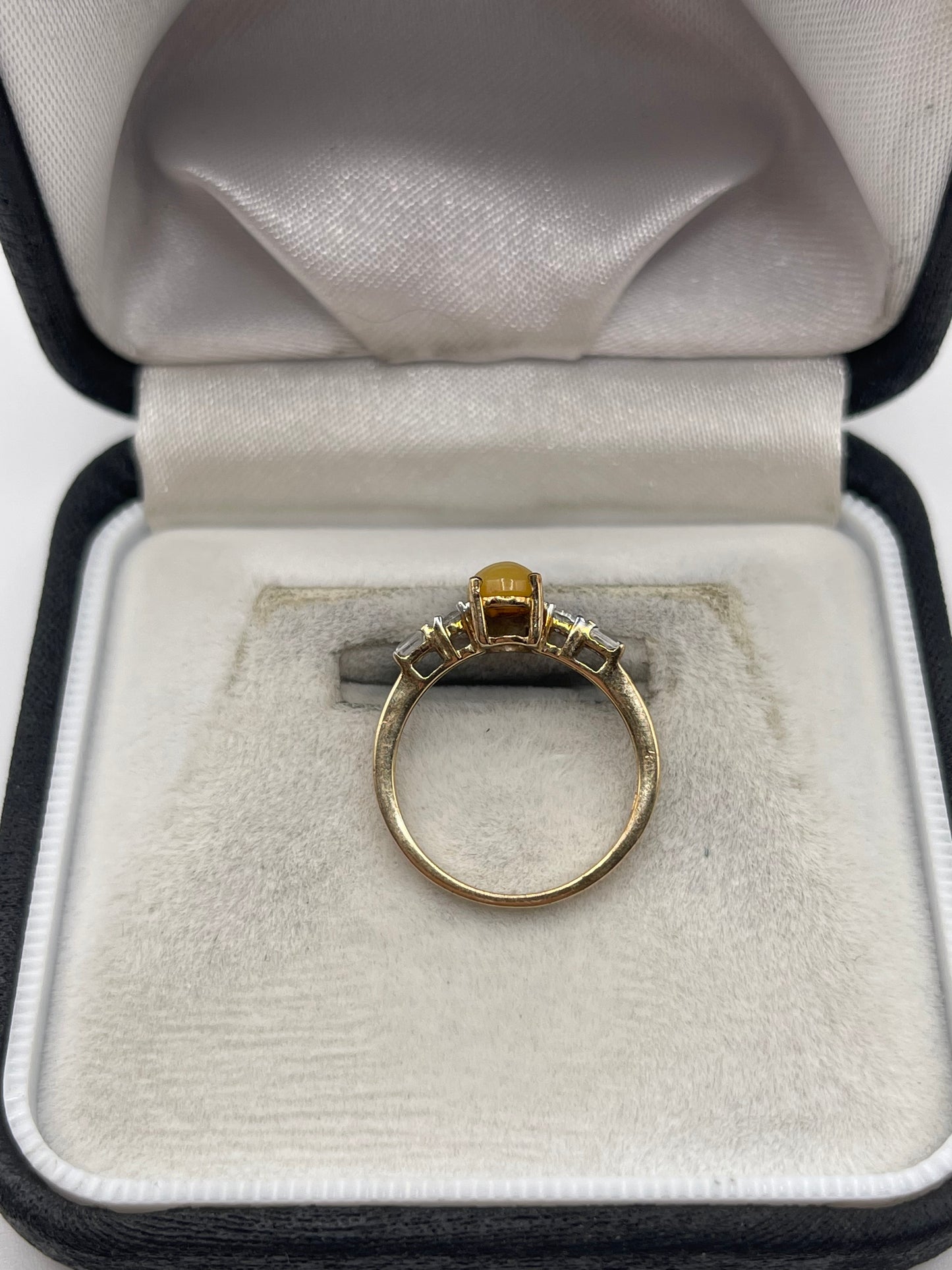 9ct gold opal and zircon ring