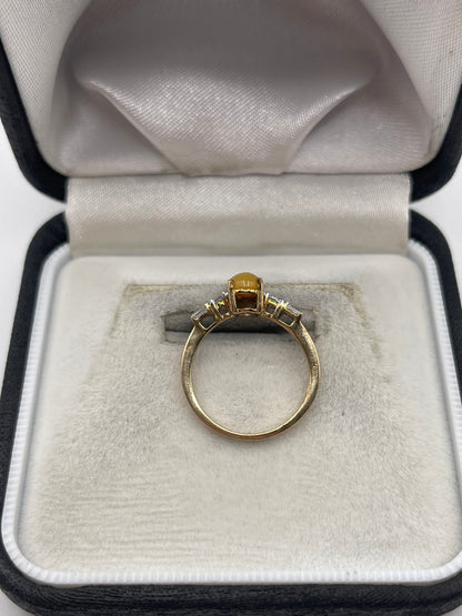9ct gold opal and zircon ring