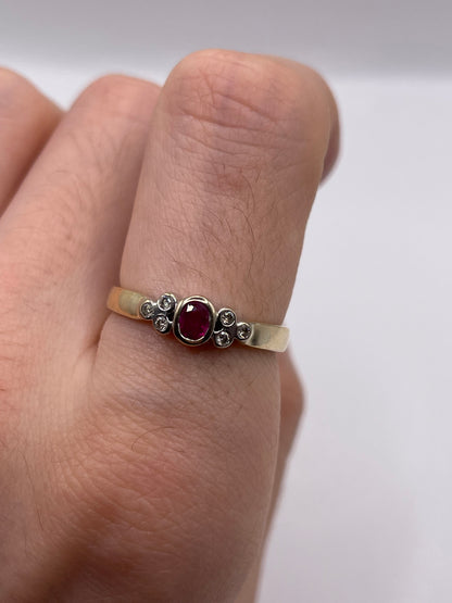 9ct gold ruby and diamond ring