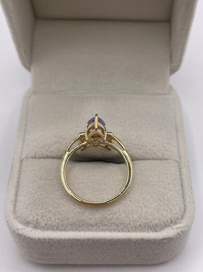 9ct gold tanzanite and zircon ring