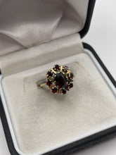 Load image into Gallery viewer, 9ct gold garnet cluster ring
