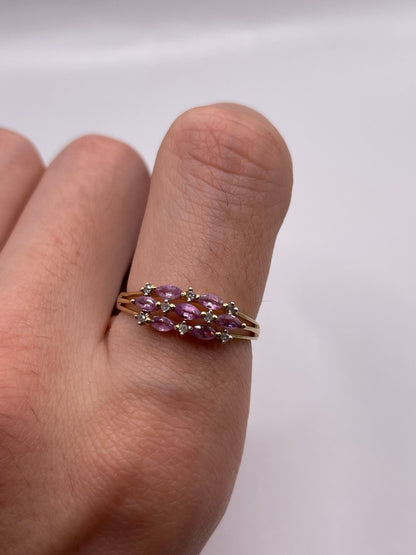 9ct gold pink sapphire and diamond ring