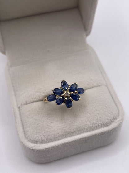 9ct gold sapphire and diamond ring