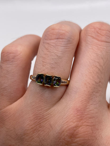 9ct gold mystic topaz and zircon ring