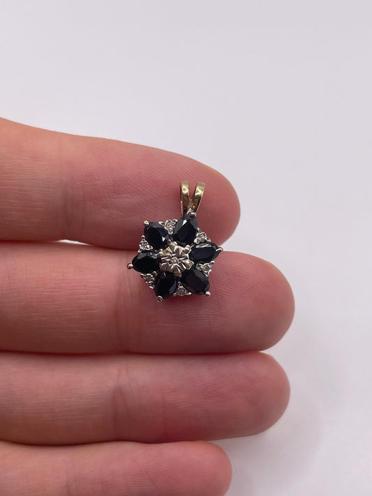 9ct gold sapphire and diamond pendant