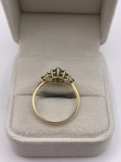 9ct gold emerald cluster ring