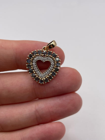 9ct gold alexandrite and diamond heart pendant