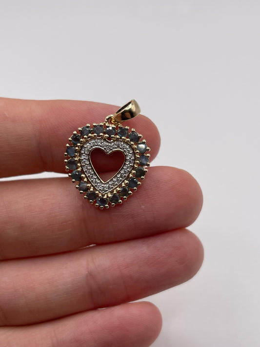 9ct gold alexandrite and diamond heart pendant