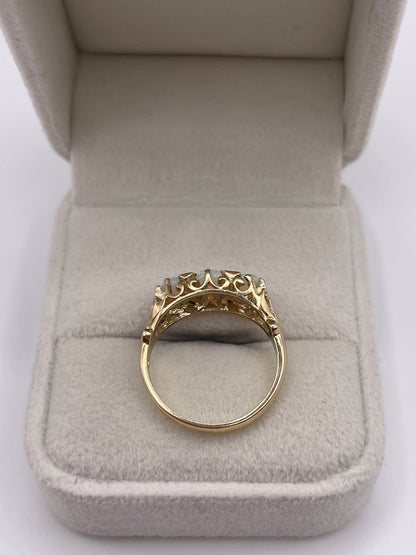 9ct gold opal and diamond ring