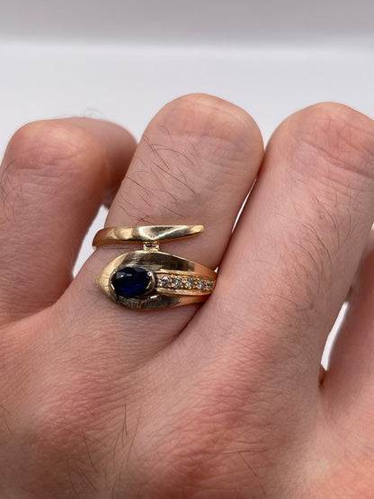 14ct rose gold sapphire and diamond ring