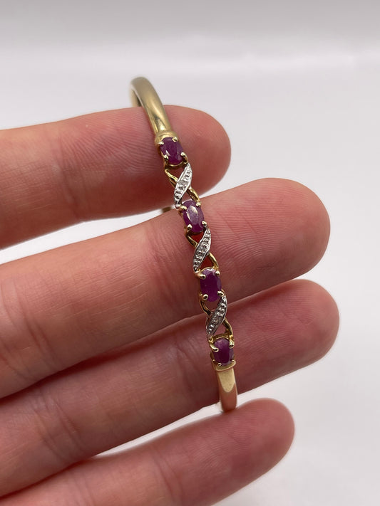 9ct gold ruby and diamond bangle