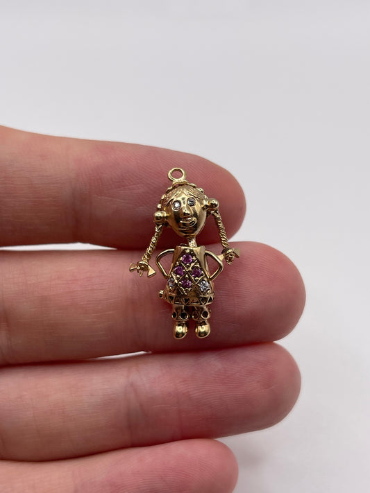 9ct gold rag doll pendant