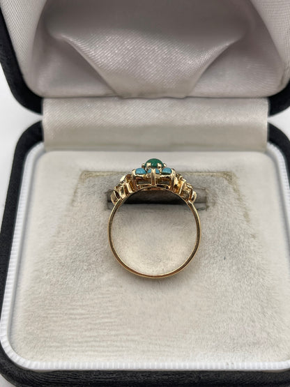 9ct gold turquoise cluster ring