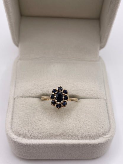 9ct gold sapphire cluster ring