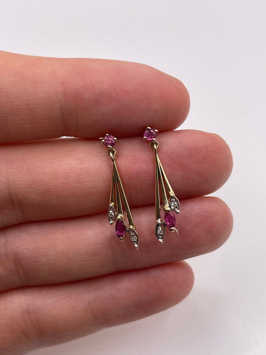 9ct gold ruby and diamond earrings