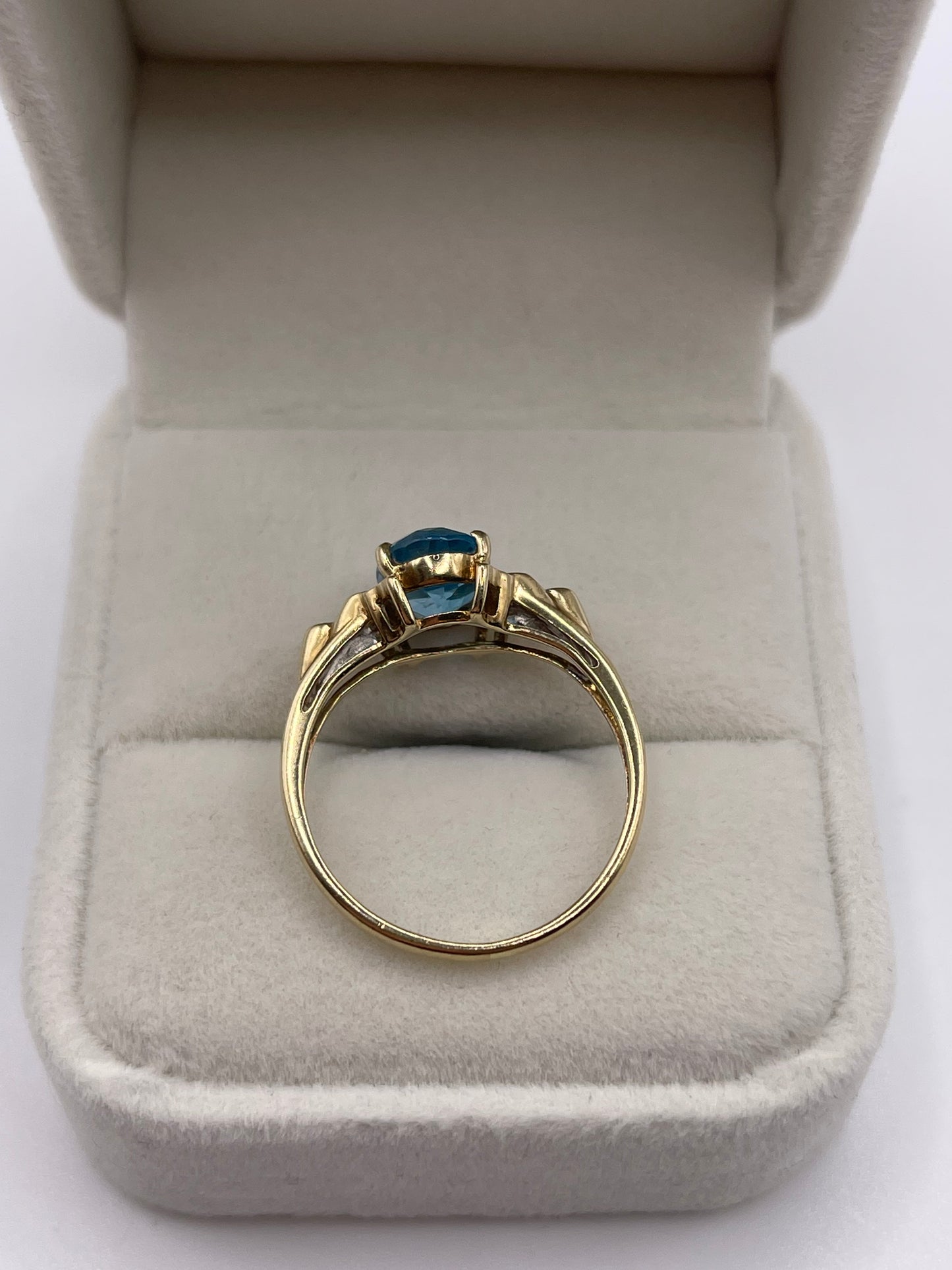 9ct gold blue topaz and diamond ring