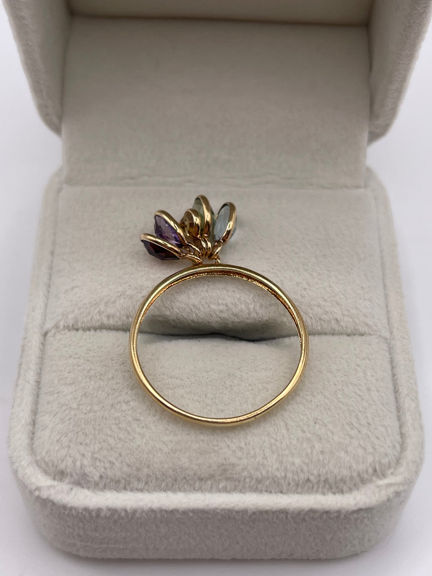 9ct gold multi gemstone charm ring