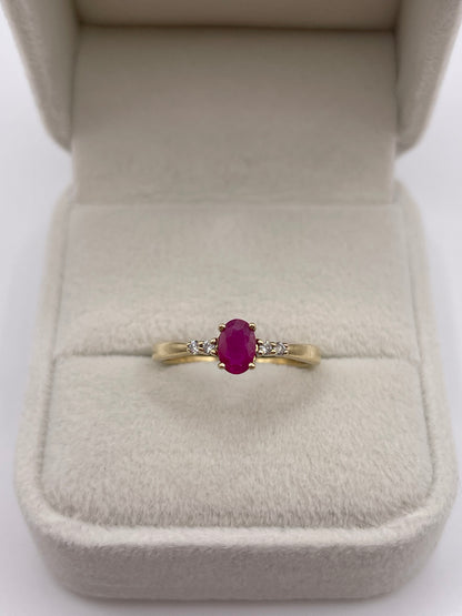 9ct gold ruby and diamond ring