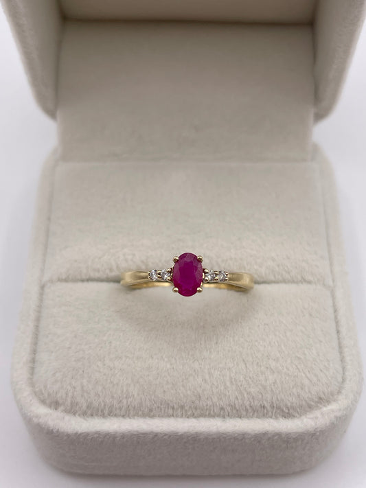 9ct gold ruby and diamond ring
