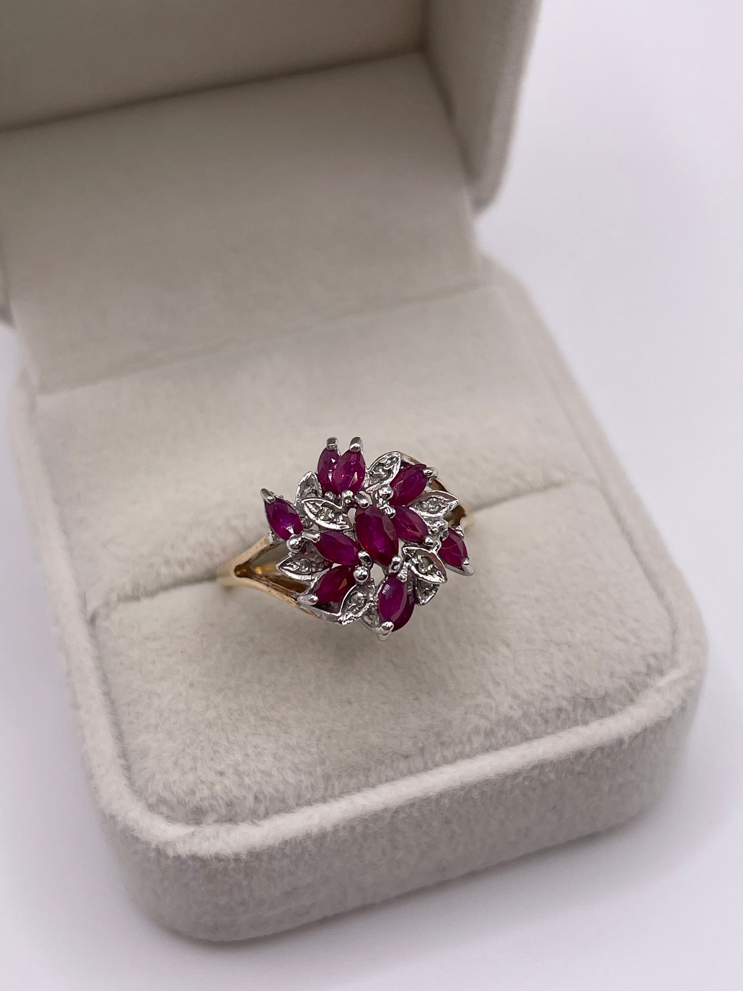 9ct gold ruby and diamond ring