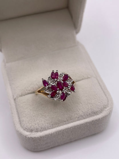 9ct gold ruby and diamond ring