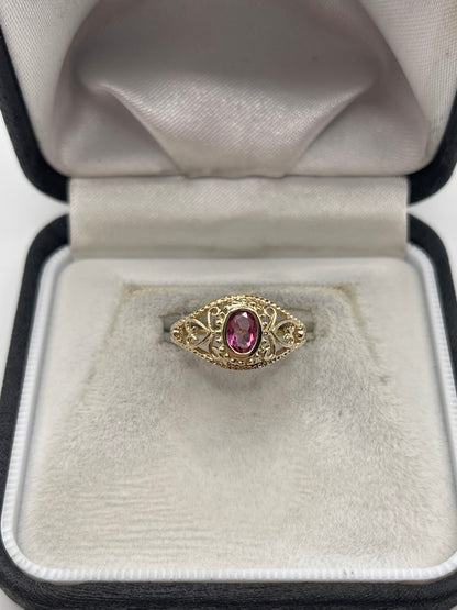 9ct gold pink topaz ring