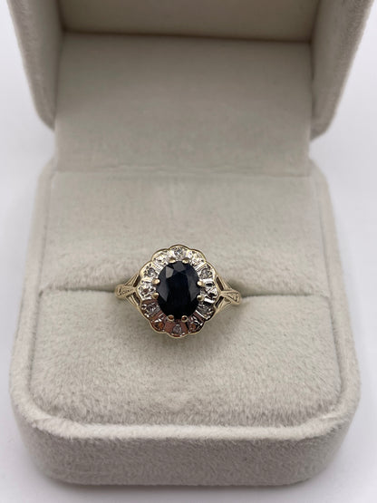 9ct gold sapphire and diamond ring
